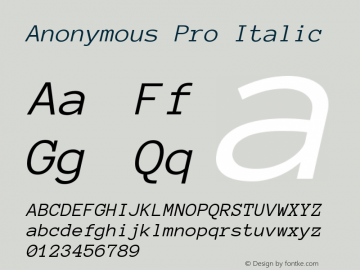 Anonymous Pro Italic Version 1.003图片样张