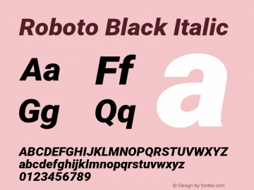Roboto-BlackItalic Version 2.000980; 2014图片样张