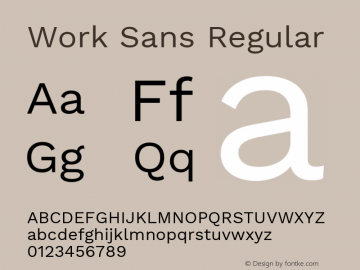 Work Sans Regular Version 2.009; ttfautohint (v1.8.1.43-b0c9)图片样张