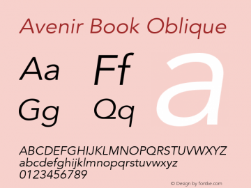 Avenir Book Oblique 13.0d3e1图片样张