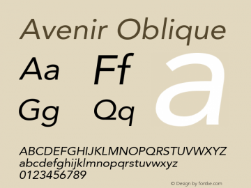 Avenir Oblique 13.0d3e1图片样张