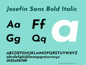 Josefin Sans Bold Italic Version 2.000图片样张