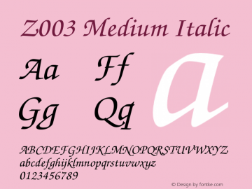 Z003-MediumItalic Version 1.00图片样张