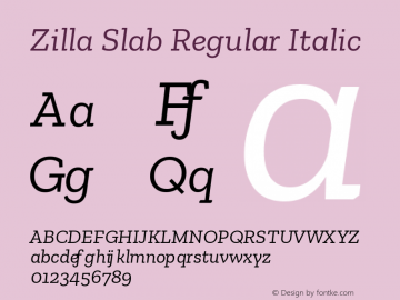 Zilla Slab Regular Italic Version 1.1; 2017图片样张