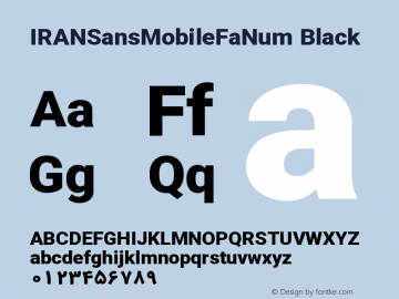 IRANSansMobileFaNum Black Version 5.50;December 31, 2018;FontCreator 11.5.0.2422 64-bit图片样张