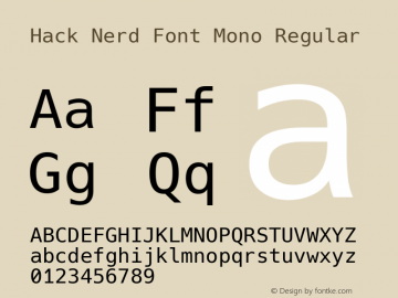 Hack Regular Nerd Font Complete Mono Version 3.003; ttfautohint (v1.8.3)图片样张