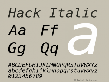 Hack Italic Version 3.003; ttfautohint (v1.8.3)图片样张