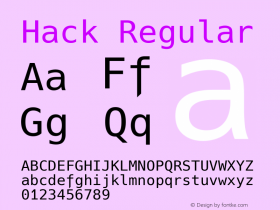 Hack Regular Version 3.003; ttfautohint (v1.7) -l 6 -r 50 -G 200 -x 10 -H 181 -D latn -f latn -m 