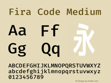 Fira Code Medium Version 1.208图片样张