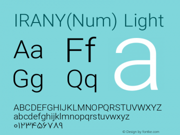 IRANY(Num) Light Version 1.30;April 25, 2020;FontCreator 12.0.0.2547 64-bit图片样张