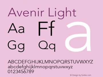 Avenir Light 8.0d5e3图片样张