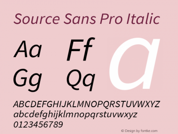 Source Sans Pro Italic Version 1.076;PS 2.000;hotconv 1.0.86;makeotf.lib2.5.63406图片样张