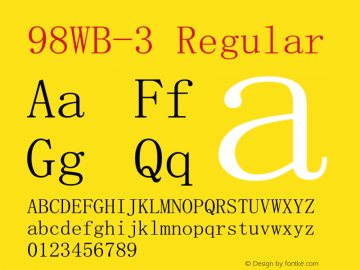 98WB-3 Version 1.00;March 5, 2021;FontCreator 13.0.0.2613 64-bit图片样张