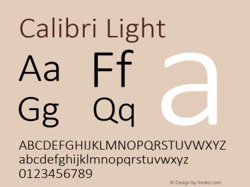 Calibri Light Version 6.18图片样张