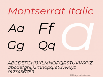 Montserrat Italic Version 7.200图片样张