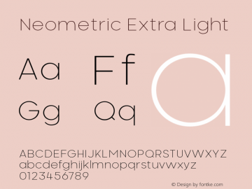 Neometric Alt Extra Light Version 1.000;PS 001.000;hotconv 1.0.88;makeotf.lib2.5.64775;YWFTv17图片样张