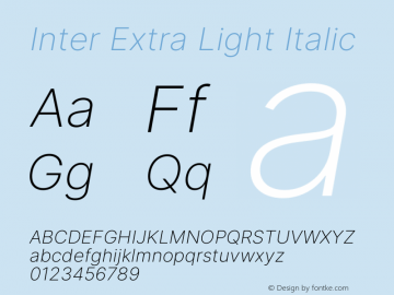 Inter Extra Light Italic Version 3.019;git-0a5106e0b图片样张