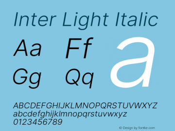 Inter Light Italic Version 3.019;git-0a5106e0b图片样张