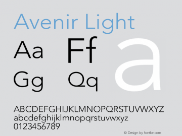 Avenir-Light Version 1.00图片样张
