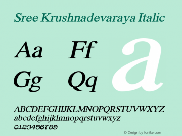 Sree Krushnadevaraya Italic Version 1.00 January 5, 2017, initial release图片样张