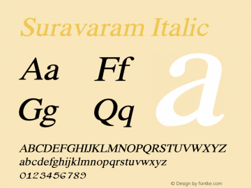 Suravaram Italic Version 0.30 January 5, 2017图片样张