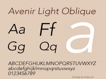 Avenir Light Oblique 8.0d3e1图片样张