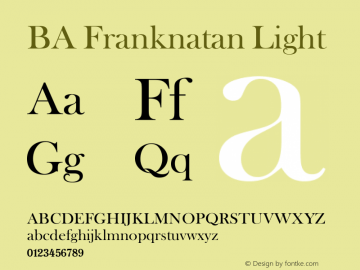 BA Franknatan Light Version 1.00;February 14, 2019;FontCreator 11.5.0.2430 64-bit图片样张