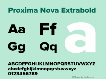 Proxima Nova Extrabold Version 2.015;September 27, 2017;FontCreator 11.0.0.2407 64-bit图片样张