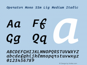 Operator Mono SSm Lig Medium Italic Version 1.200图片样张