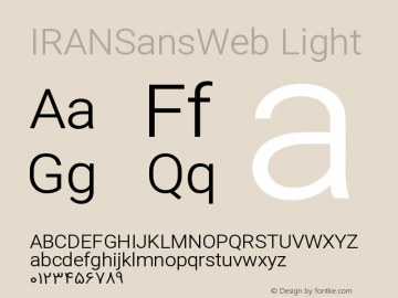 IRANSansWeb Light Version 4.20;July 4, 2018;FontCreator 11.5.0.2427 64-bit图片样张