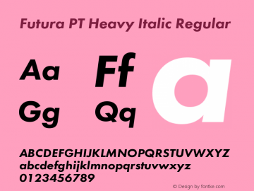 Futura PT Heavy Oblique Version 1.007图片样张