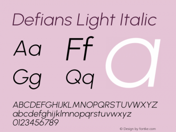 Defians Light Italic Version 1.252图片样张