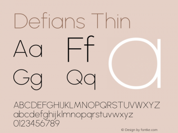 Defians Thin Version 1.252; ttfautohint (v1.8.3)图片样张