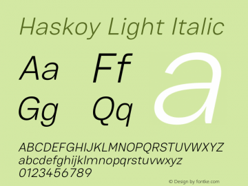 Haskoy Light Italic Version 1.500图片样张