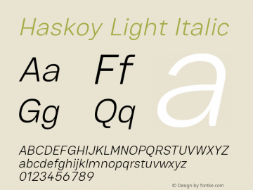 Haskoy Light Italic Version 1.500; ttfautohint (v1.8.3)图片样张