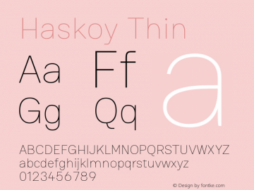 Haskoy Thin Version 1.500; ttfautohint (v1.8.3)图片样张