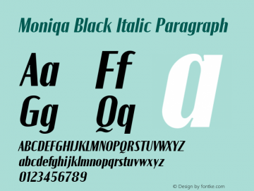 Moniqa Black Italic Paragraph Version 1.000图片样张