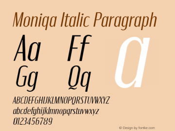 Moniqa Italic Paragraph Version 1.000图片样张