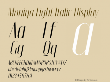 Moniqa Light Italic Display Version 1.000图片样张