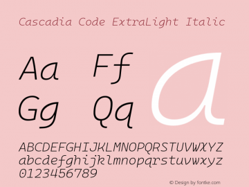 Cascadia Code ExtraLight Italic Version 2106.017图片样张