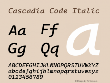 Cascadia Code Italic Version 2106.017; ttfautohint (v1.8.3)图片样张