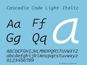 Cascadia Code Light Italic Version 2106.017图片样张