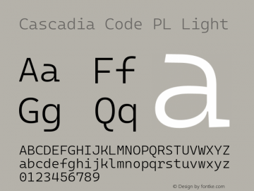 Cascadia Code PL Light Version 2106.017; ttfautohint (v1.8.3)图片样张