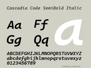 Cascadia Code SemiBold Italic Version 2106.017; ttfautohint (v1.8.3)图片样张