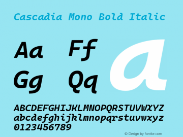 Cascadia Mono Bold Italic Version 2106.017图片样张