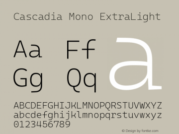 Cascadia Mono ExtraLight Version 2106.017图片样张