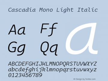 Cascadia Mono Light Italic Version 2106.017图片样张
