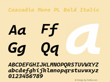 Cascadia Mono PL Bold Italic Version 2106.017图片样张