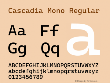 Cascadia Mono Regular Version 2106.017; ttfautohint (v1.8.3)图片样张