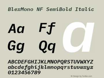 Blex Mono SemiBold Italic Nerd Font Complete Mono Windows Compatible Version 2.000图片样张